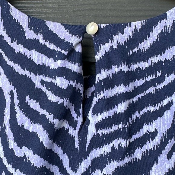 J. McLaughlin Navy Zebra Strip Catalina Cloth Long Sleeve Dress - Picture 4 of 8